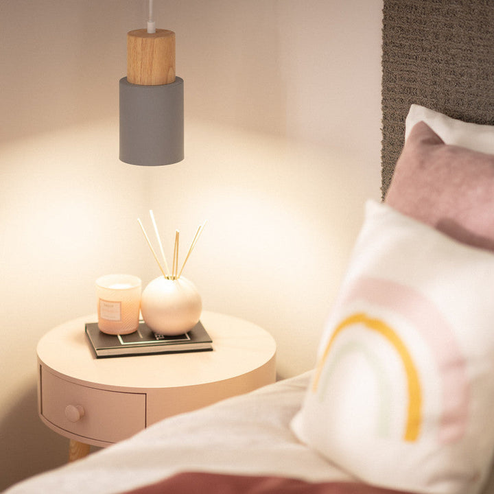 Modern Wood & Black Pendant Lamp Noxord