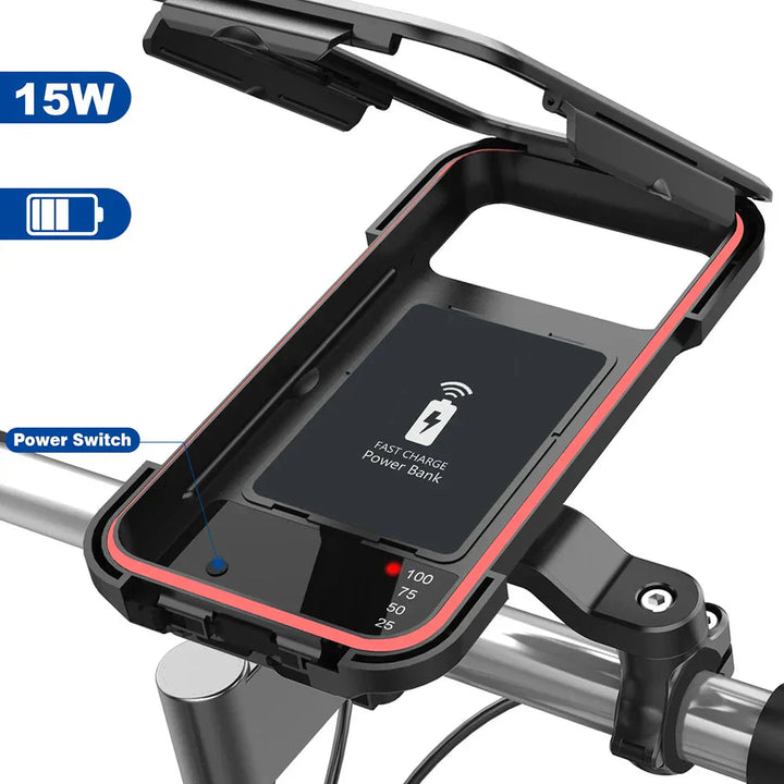 RideCharge Pro – Waterproof Phone Holder with USB and 15W Wireless Charging for Bike and E-Bike | Kalsten