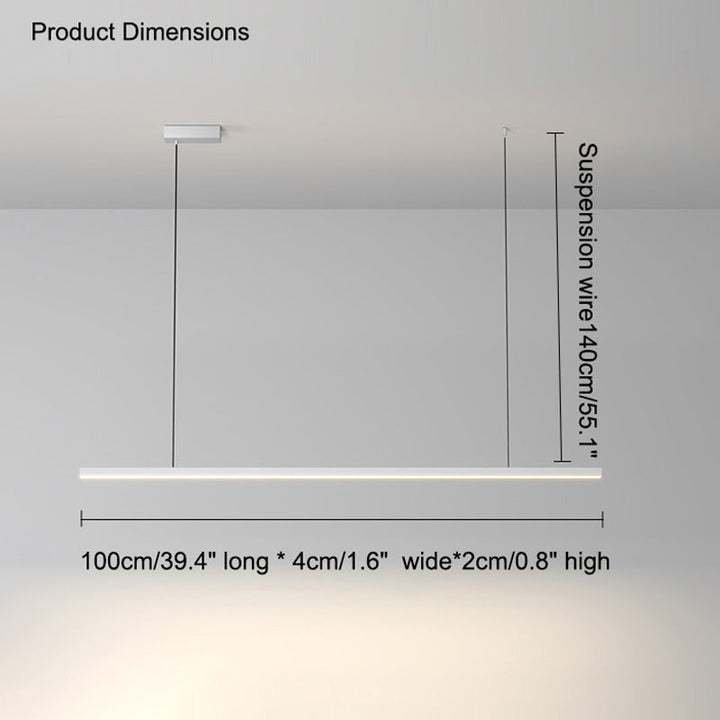 Linear Pendant Light Metal 39 in Adjustable Kitchen Island LED Warm White 3000K-6000K Modern Dining Room Hanging Lamp | Kalsten