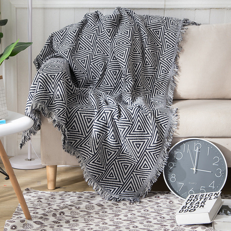 Geometric Fringe Throw Blanket
