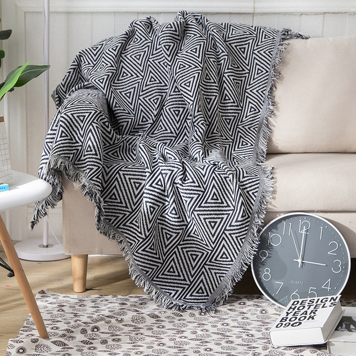 Geometric Fringe Throw Blanket