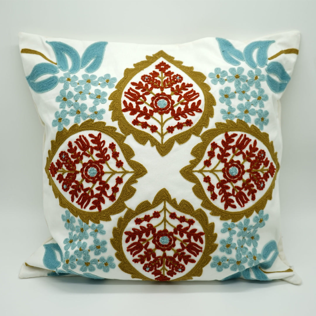 Decorative Floral Embroidered Cushion