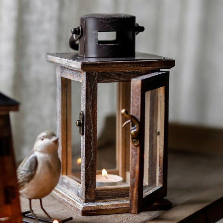 Handcrafted Hexagonal Wooden Lighthouse Tea Light Lantern Kalsten