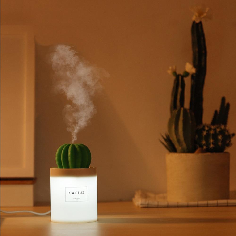 280ML Air Humidifier Soft LED Light Cactus Ultrasonic Aroma Essential Oil Diffuser For Home Car USB Mini Air Purifier | Kalsten
