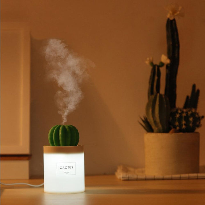 280ML Air Humidifier Soft LED Light Cactus Ultrasonic Aroma Essential Oil Diffuser For Home Car USB Mini Air Purifier | Kalsten