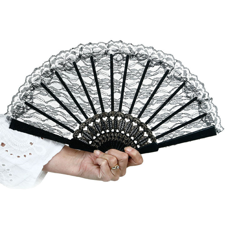 Women's fan made of fine lace with elegant gold embellishment Kalsten