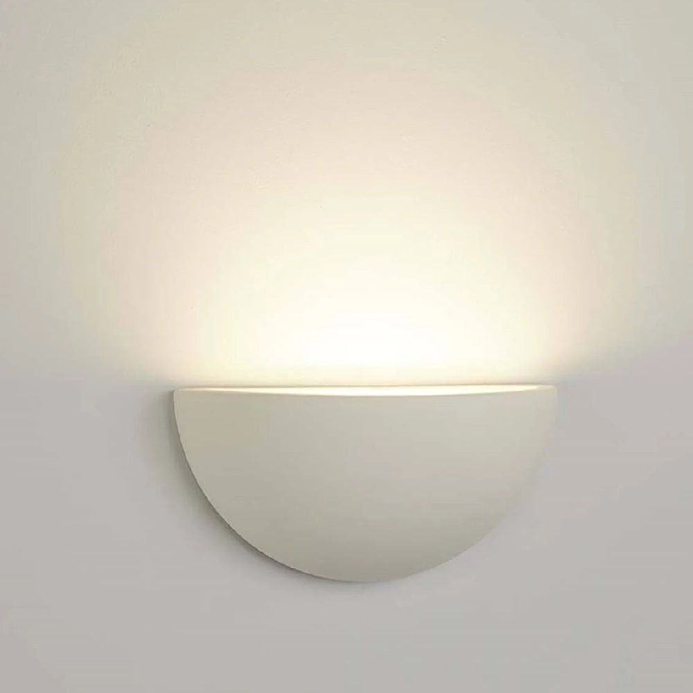 White Plaster Vintage Half-Round Half-Moon Paintable Wall Spotlight 30cm | Noxord