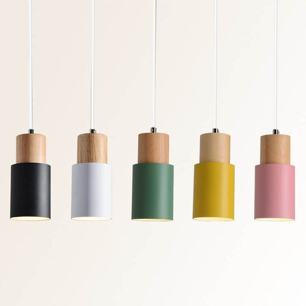 Modern Wood & Black Pendant Lamp Noxord
