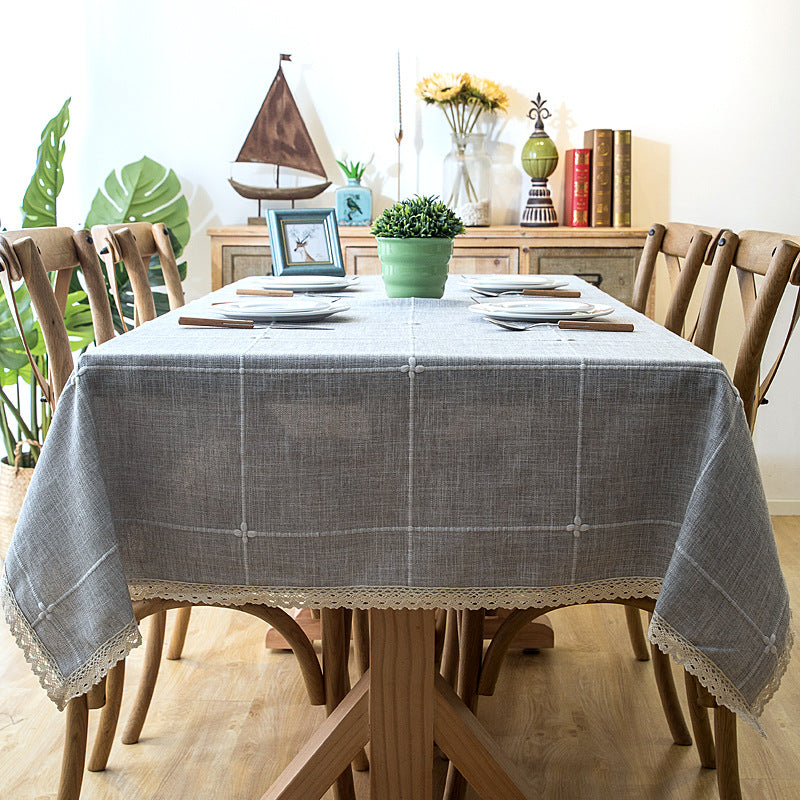 Elegant Woven Tablecloth with Tassel Trim