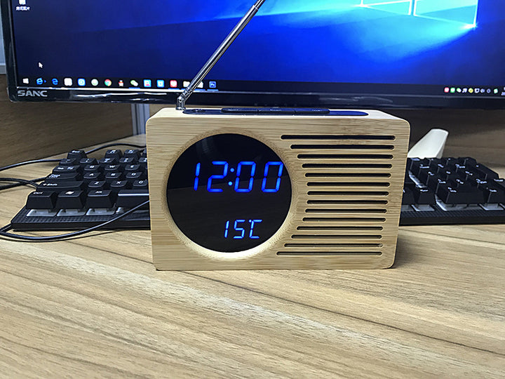 Digital wooden alarm clock with temperature display Kalsten