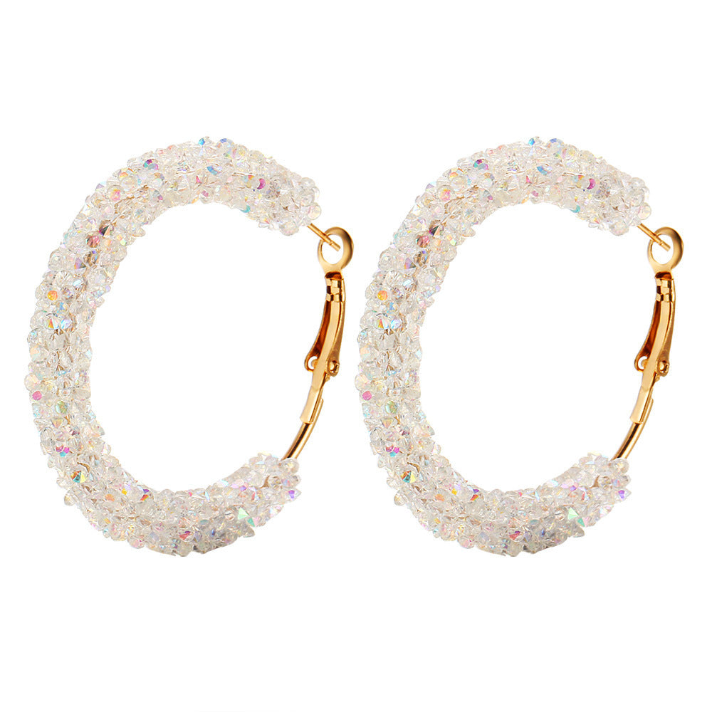 Elegant Crystal Embellished Hoop Earrings Kalsten