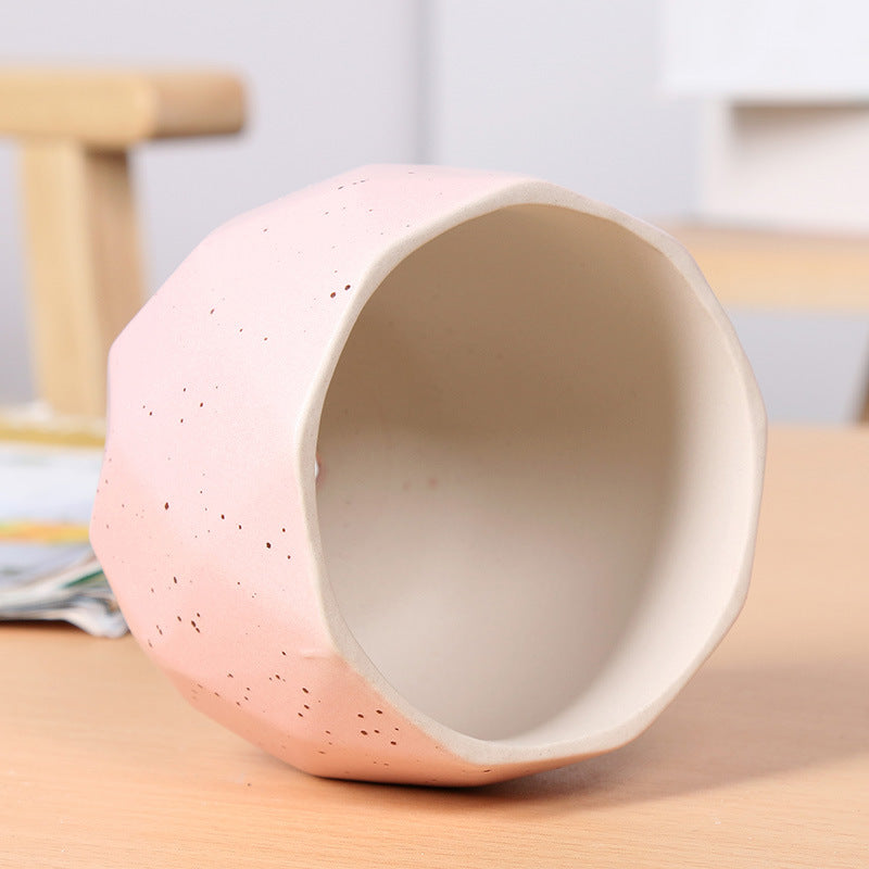 Textured Geometric Ceramic Plant Pot Kalsten