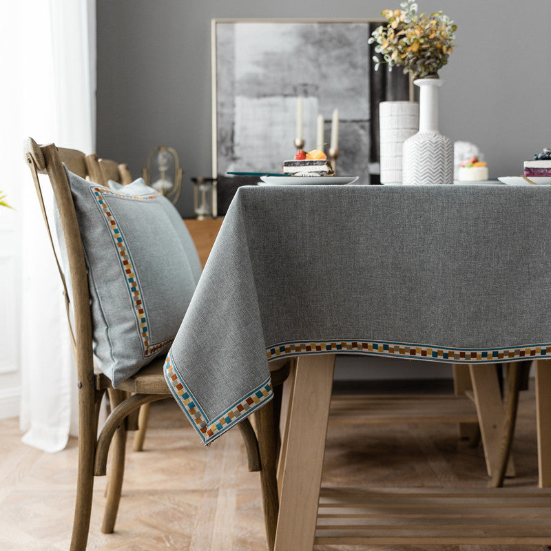 Decorative Tablecloth with Geometric Edging
