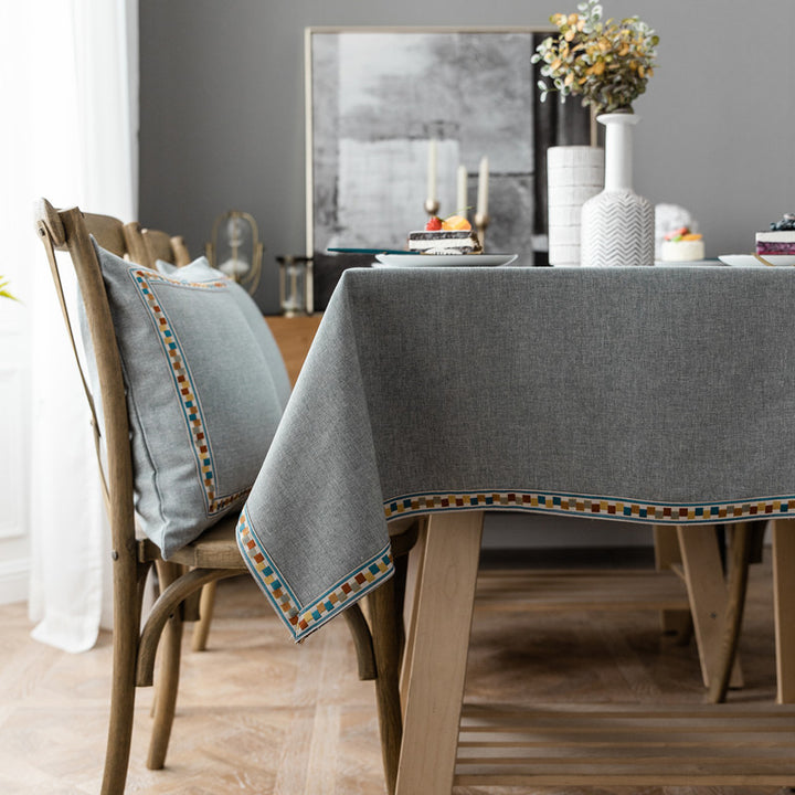 Decorative Tablecloth with Geometric Edging