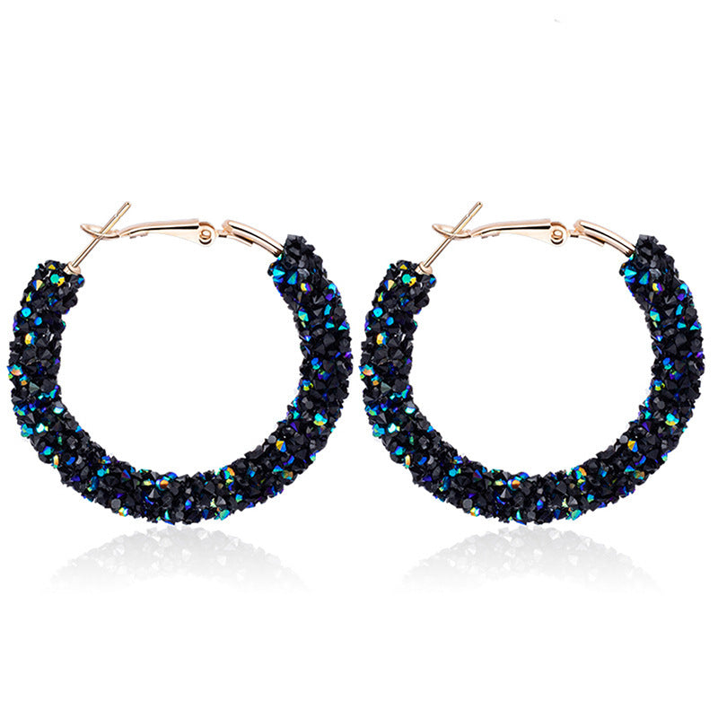 Elegant Crystal Embellished Hoop Earrings Kalsten