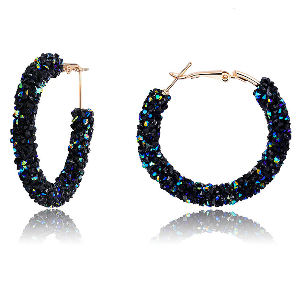 Elegant Crystal Embellished Hoop Earrings Kalsten
