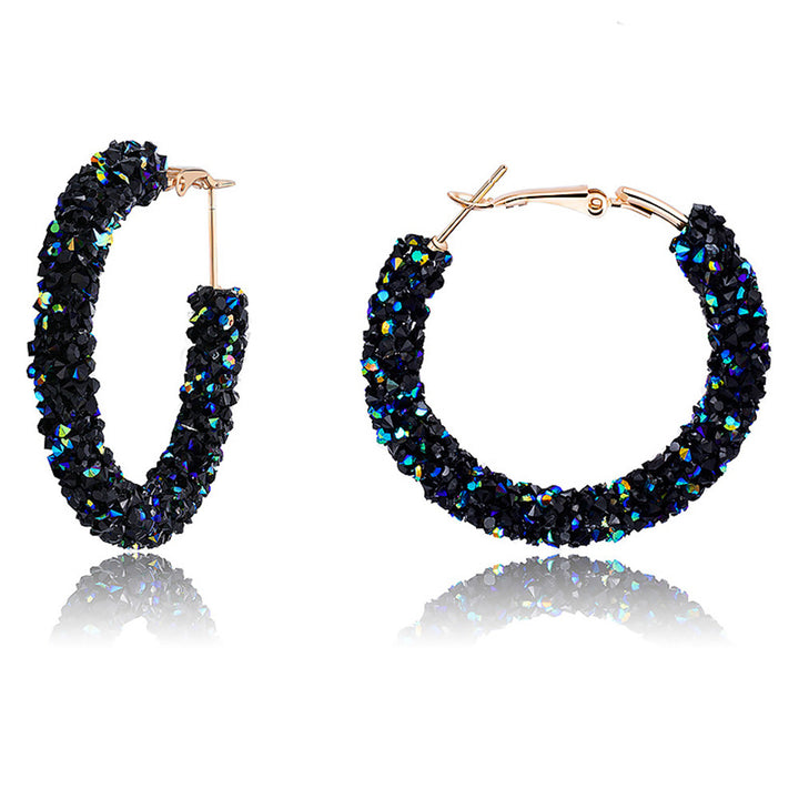 Elegant Crystal Embellished Hoop Earrings Kalsten