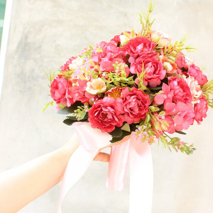 Lifelike Floral Bouquet with Silk Flowers