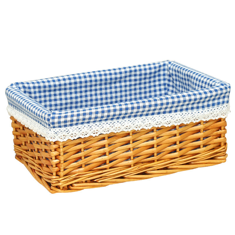 Women Braided Storage Basket with Romantic Fabric Lining Kalsten