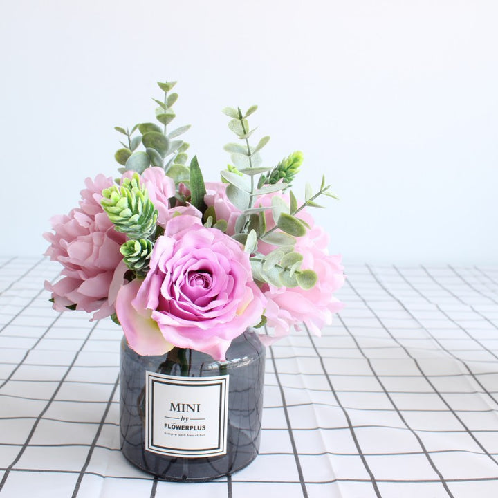 Lifelike Floral Bouquet with Mixed Greenery