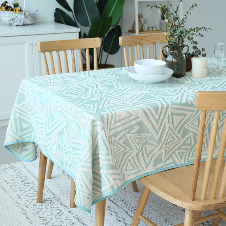 Woven jacquard tablecloth made of cotton blend with geometric triangle design Kalsten