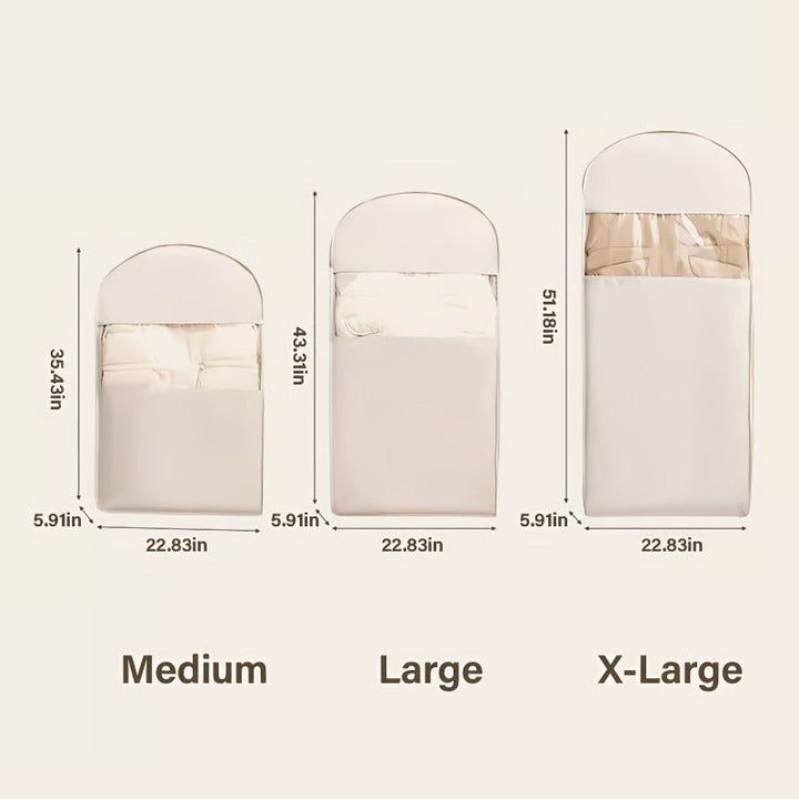 Kalsten | Space saving hanging garment bag with self-compressing zipper