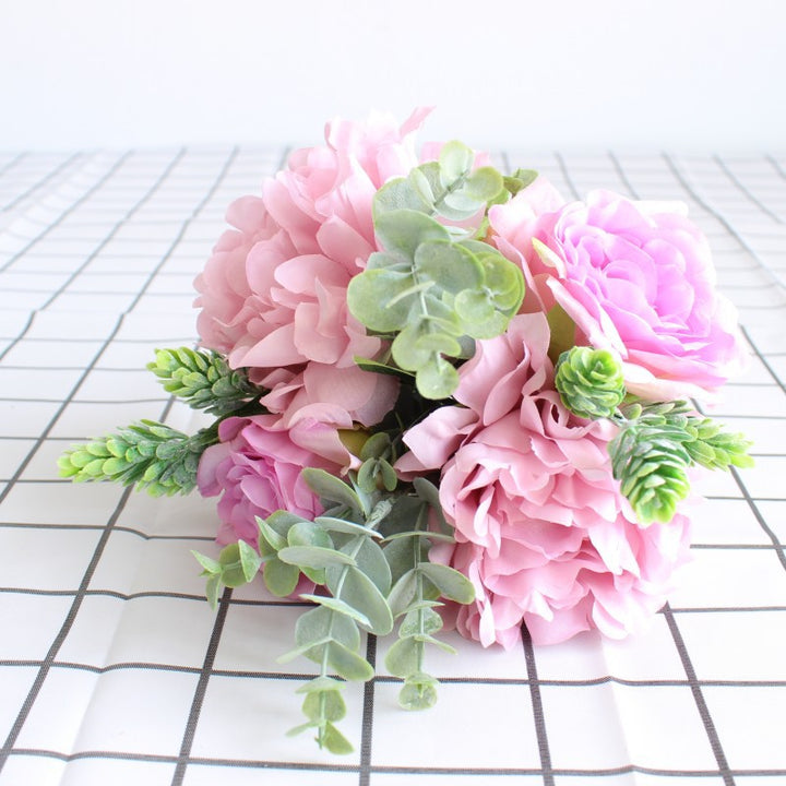 Lifelike Floral Bouquet with Mixed Greenery