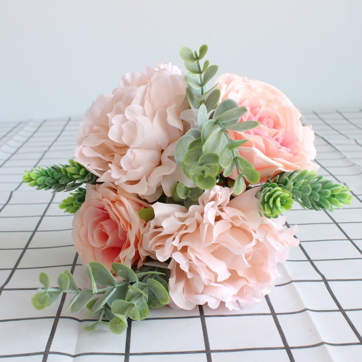 Lifelike Floral Bouquet with Mixed Greenery