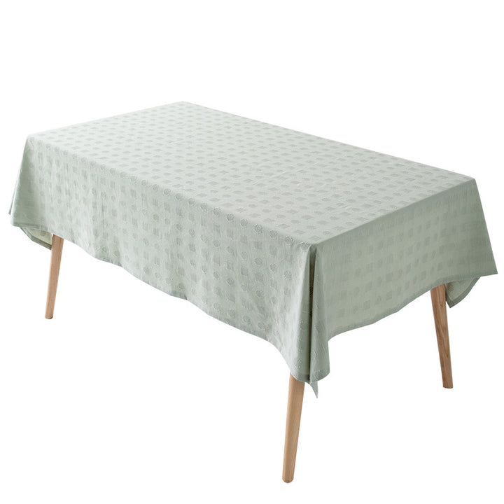 Tablecloth made of cotton blend with embossed square and circle relief Kalsten