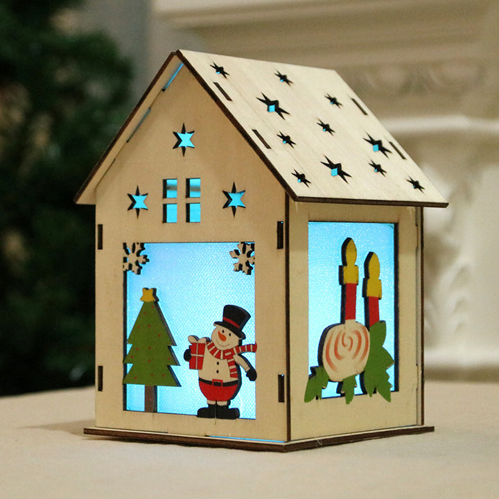 Decorative Wooden Santa House Ornament Kalsten