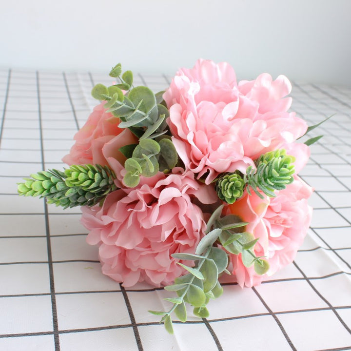 Lifelike Floral Bouquet with Mixed Greenery