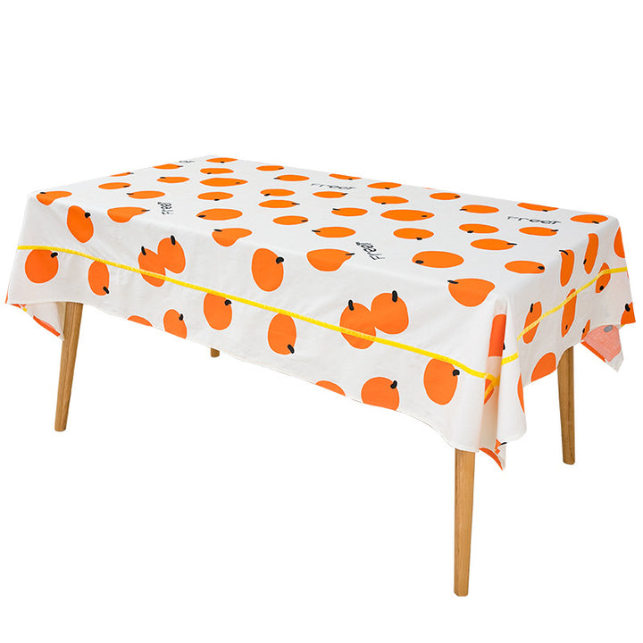 Rectangular cotton blend tablecloth with fruity orange print and easy-care finish Kalsten