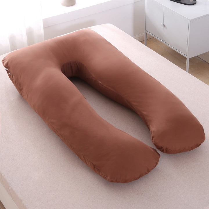 full-body U-shaped pregnancy support pillow with ergonomic lumbar and hip contour and removable breathable cover Kalsten
