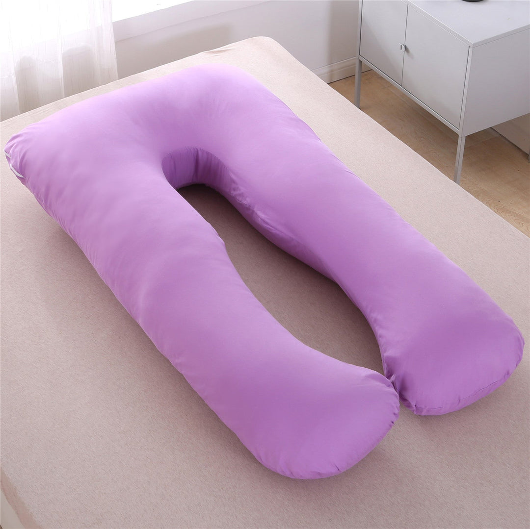full-body U-shaped pregnancy support pillow with ergonomic lumbar and hip contour and removable breathable cover Kalsten