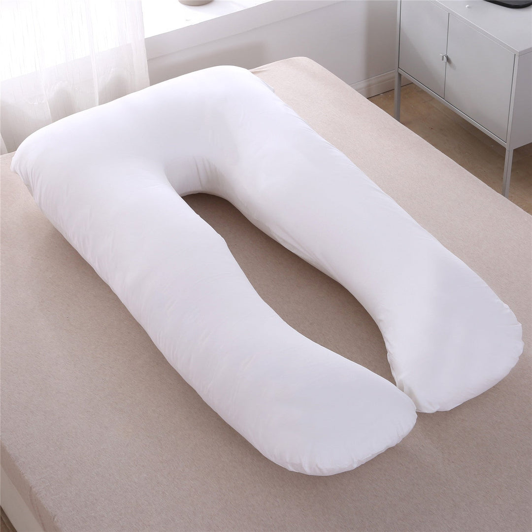 full-body U-shaped pregnancy support pillow with ergonomic lumbar and hip contour and removable breathable cover Kalsten