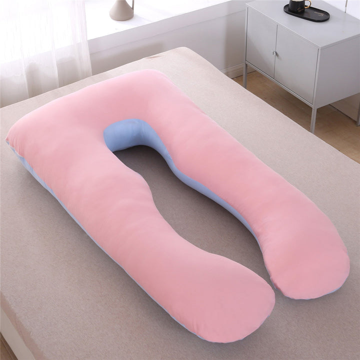 full-body U-shaped pregnancy support pillow with ergonomic lumbar and hip contour and removable breathable cover Kalsten