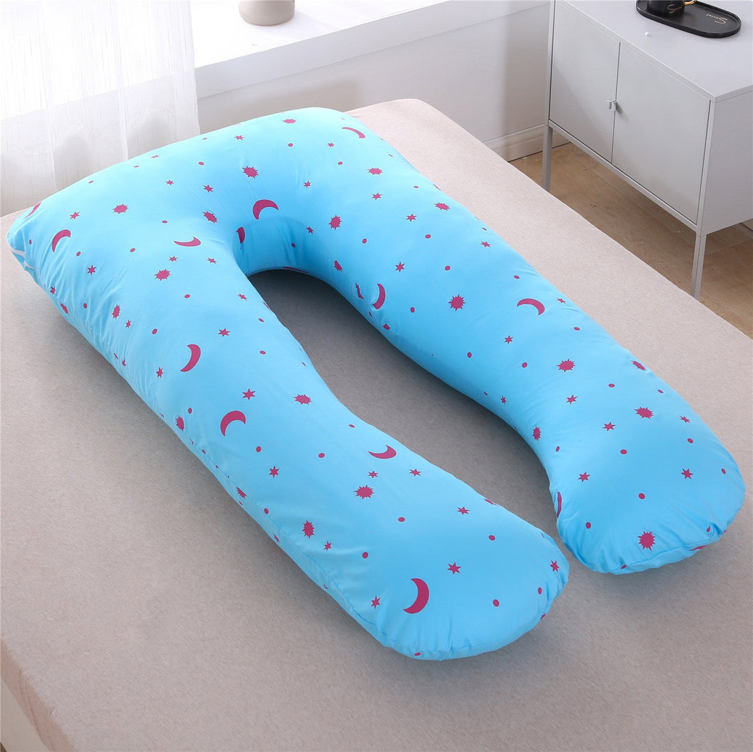 full-body U-shaped pregnancy support pillow with ergonomic lumbar and hip contour and removable breathable cover Kalsten