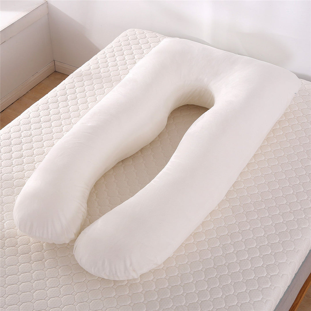 full-body U-shaped pregnancy support pillow with ergonomic lumbar and hip contour and removable breathable cover Kalsten