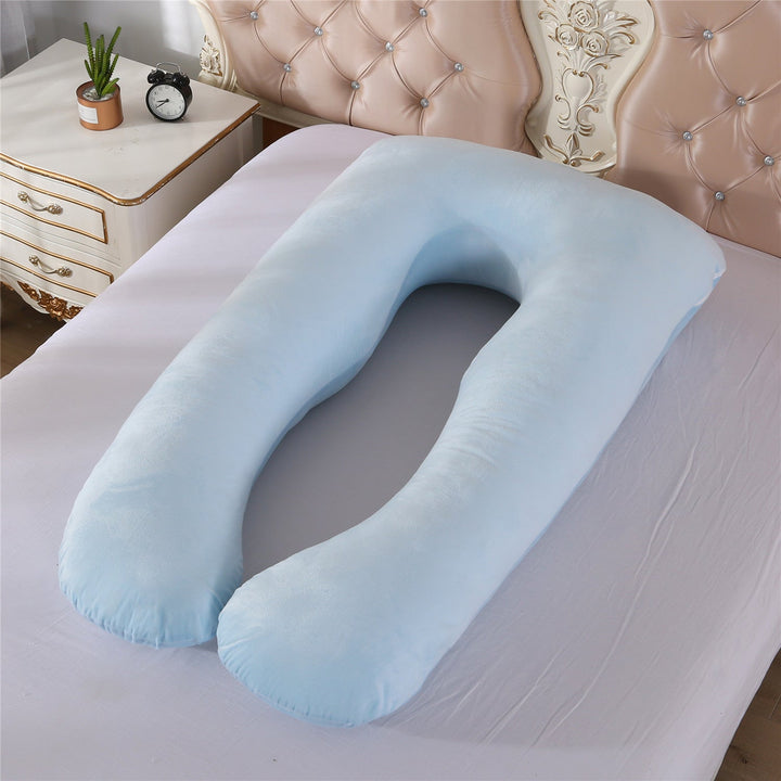 full-body U-shaped pregnancy support pillow with ergonomic lumbar and hip contour and removable breathable cover Kalsten