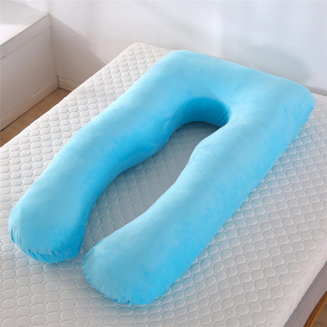 full-body U-shaped pregnancy support pillow with ergonomic lumbar and hip contour and removable breathable cover Kalsten