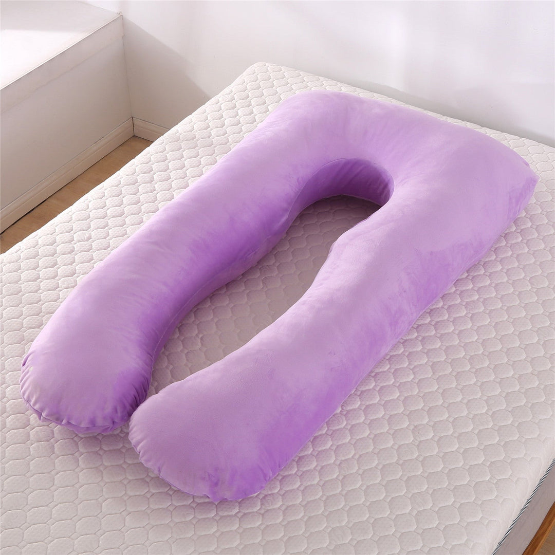 full-body U-shaped pregnancy support pillow with ergonomic lumbar and hip contour and removable breathable cover Kalsten