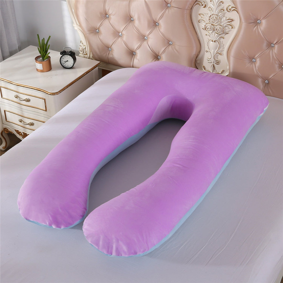full-body U-shaped pregnancy support pillow with ergonomic lumbar and hip contour and removable breathable cover Kalsten