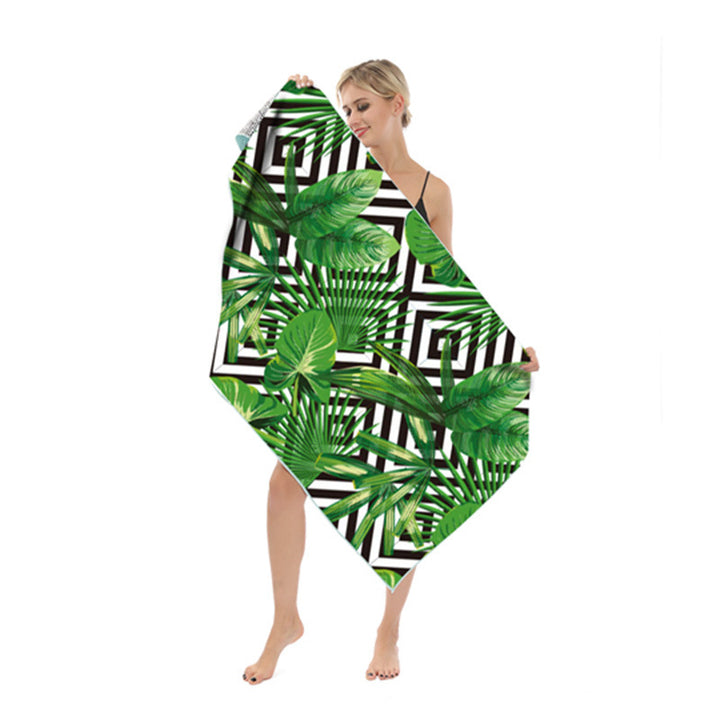 Beach towel with modern leaf and geometric design Kalsten