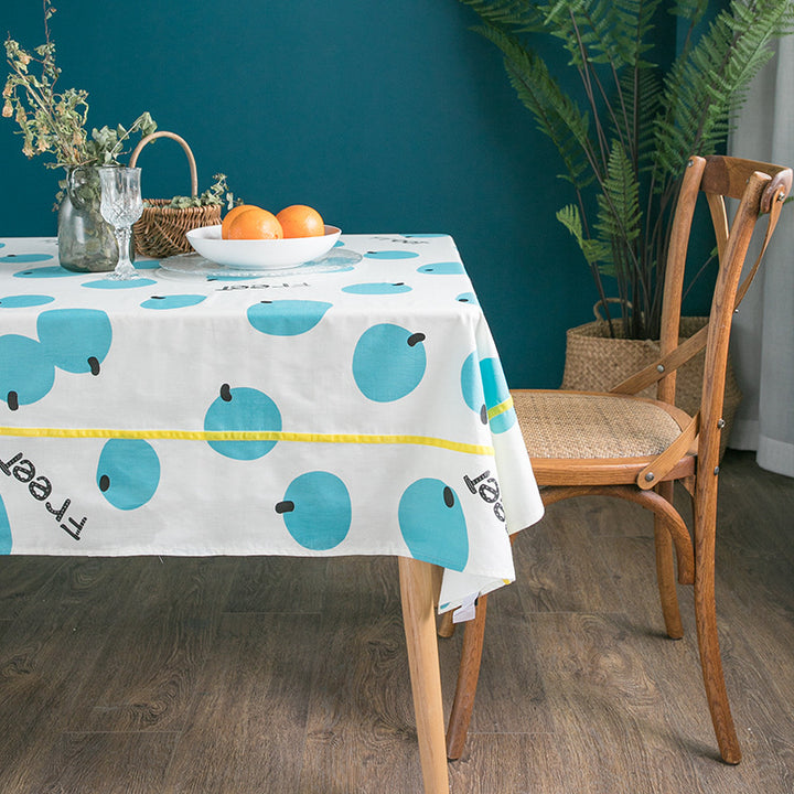 Rectangular cotton blend tablecloth with fruity orange print and easy-care finish Kalsten