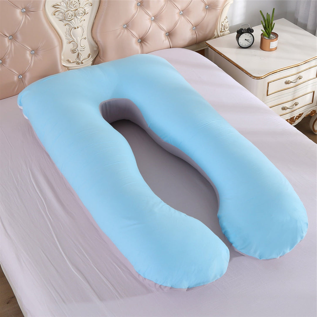 full-body U-shaped pregnancy support pillow with ergonomic lumbar and hip contour and removable breathable cover Kalsten