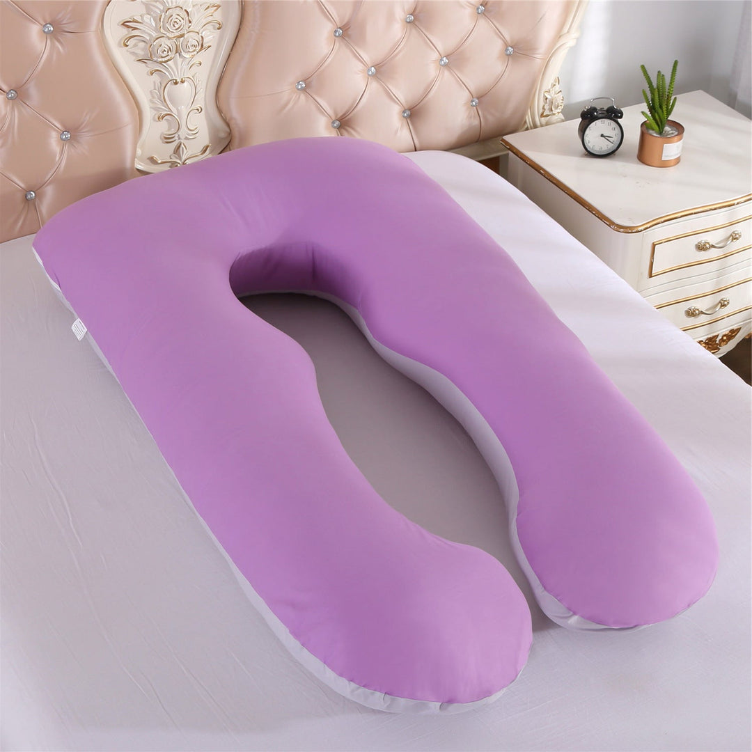 full-body U-shaped pregnancy support pillow with ergonomic lumbar and hip contour and removable breathable cover Kalsten