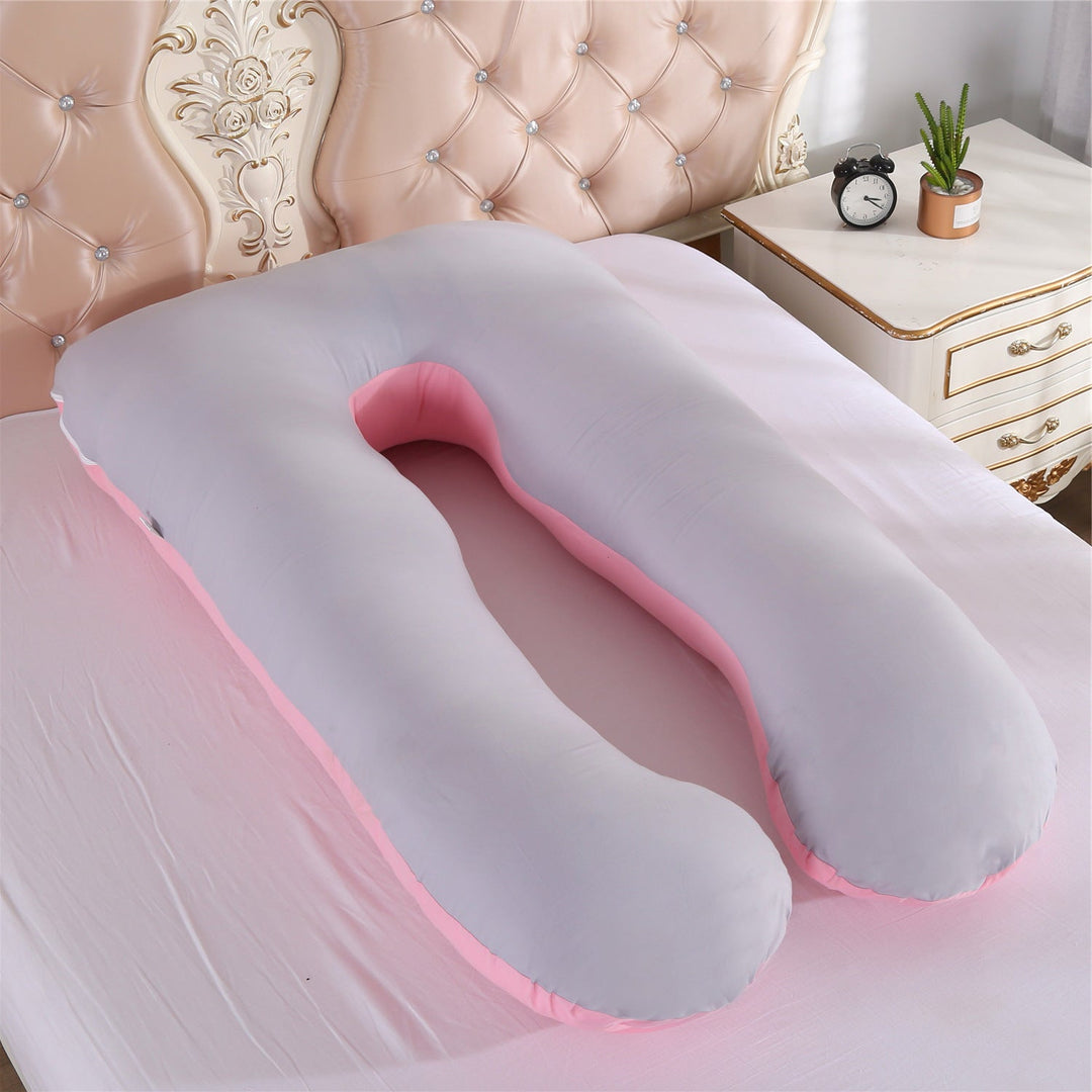 full-body U-shaped pregnancy support pillow with ergonomic lumbar and hip contour and removable breathable cover Kalsten