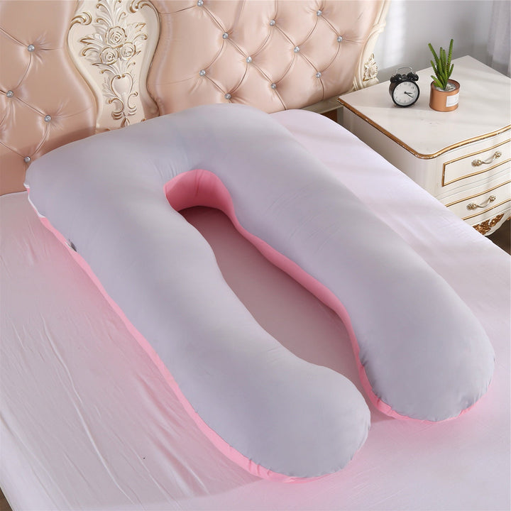full-body U-shaped pregnancy support pillow with ergonomic lumbar and hip contour and removable breathable cover Kalsten