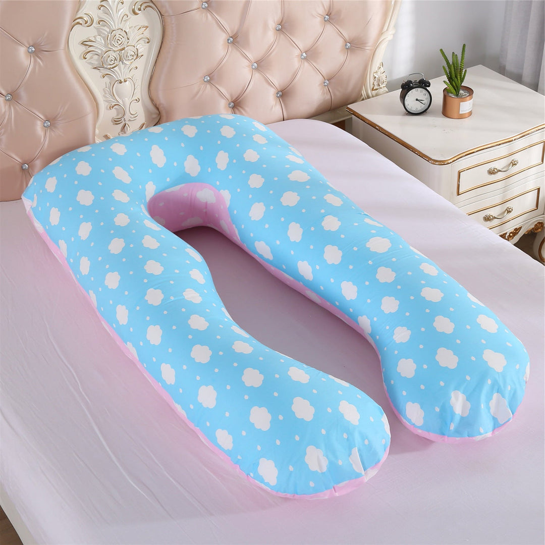 full-body U-shaped pregnancy support pillow with ergonomic lumbar and hip contour and removable breathable cover Kalsten