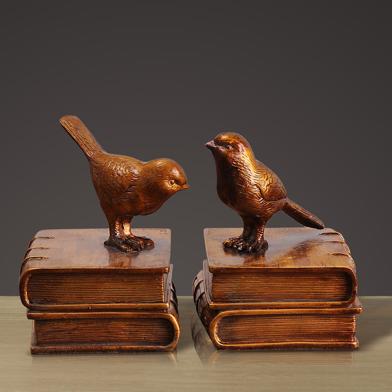 Decorative Bookends with Bird Figurines